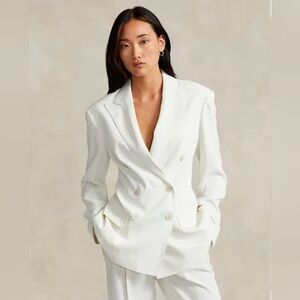 NWT Polo Ralph Lauren Satin Oversized Blazer Size 0 Off White